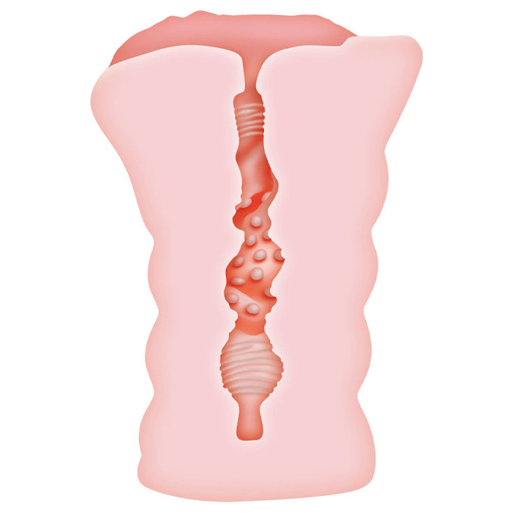Adam & Eve JUICY LUCY - Self Lubricating Vagina Stroker showing realistic texture and design for enhanced pleasure.