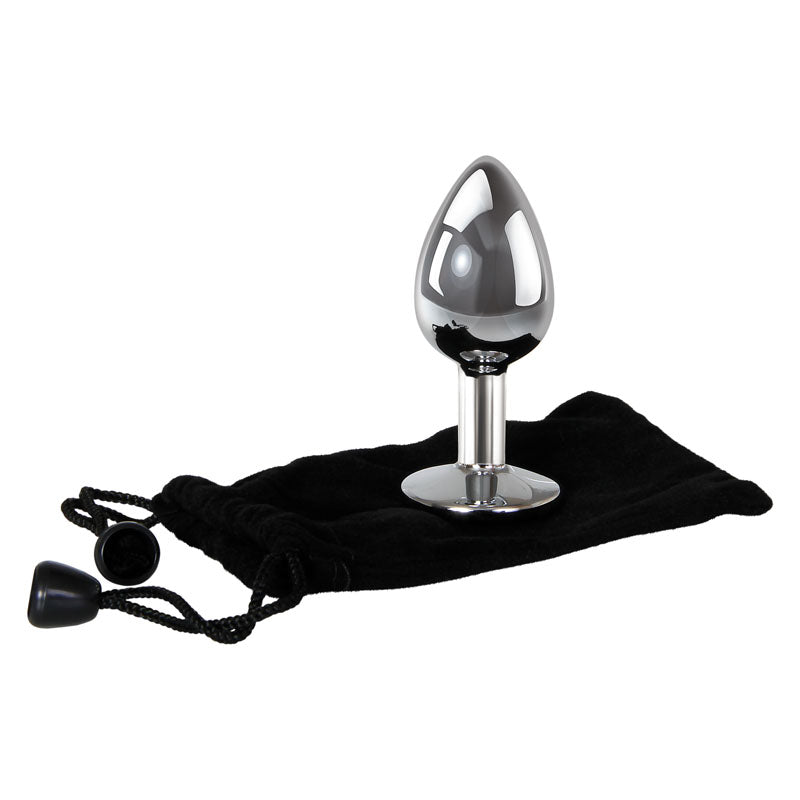 Adam & Eve Clear Gem Anal Plug - Small - Metallic 7.1 cm Small Butt Plug with Clear Gem Base