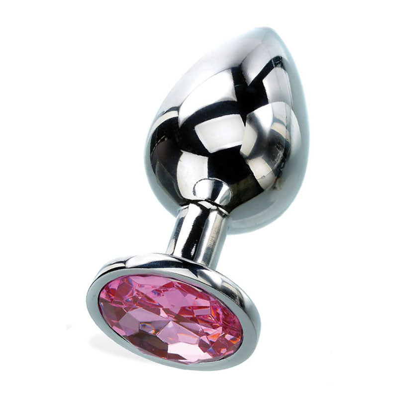 Adam & Eve  Gem Anal Plug - Medium - Silver Medium 8.2 cm Metal Butt Plug with Gem