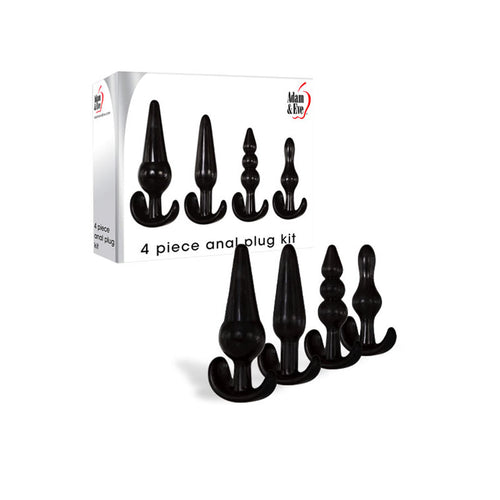 Adam & Eve 4 Piece Anal Plug Kit -  Butt Plugs - Set of 4 Sizes with various shapes and sizes for exploring intimacy.