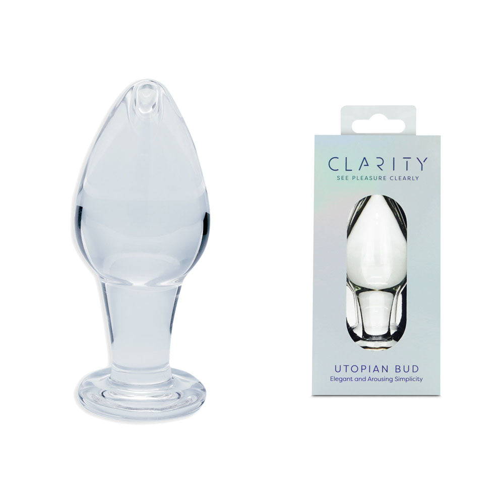 Clarity - Utopian Bud -  8.9 cm Glass Butt Plug with elegant design and premium borosilicate glass for comfort.