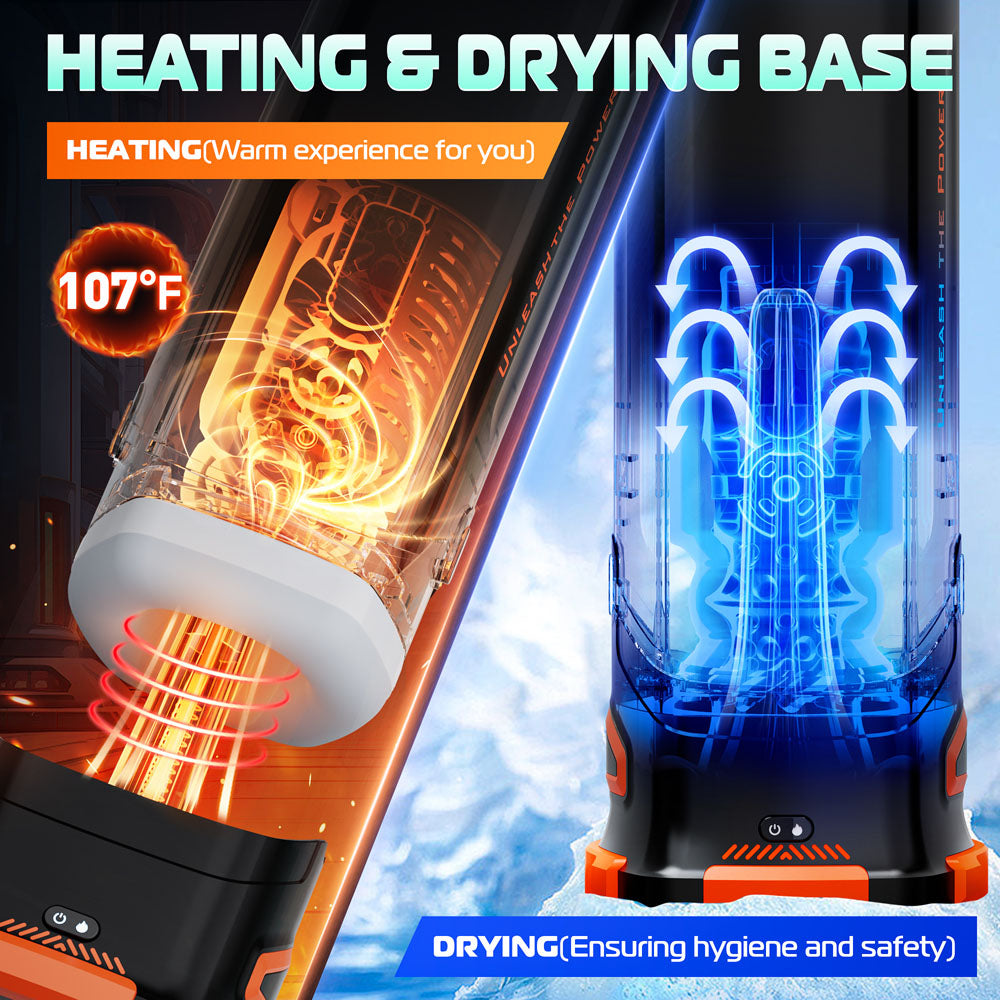 CyberSkin The Titan - USB Rechargeable Thrusting & Vibrating Auto Masturbator with Heater heating and drying base features.