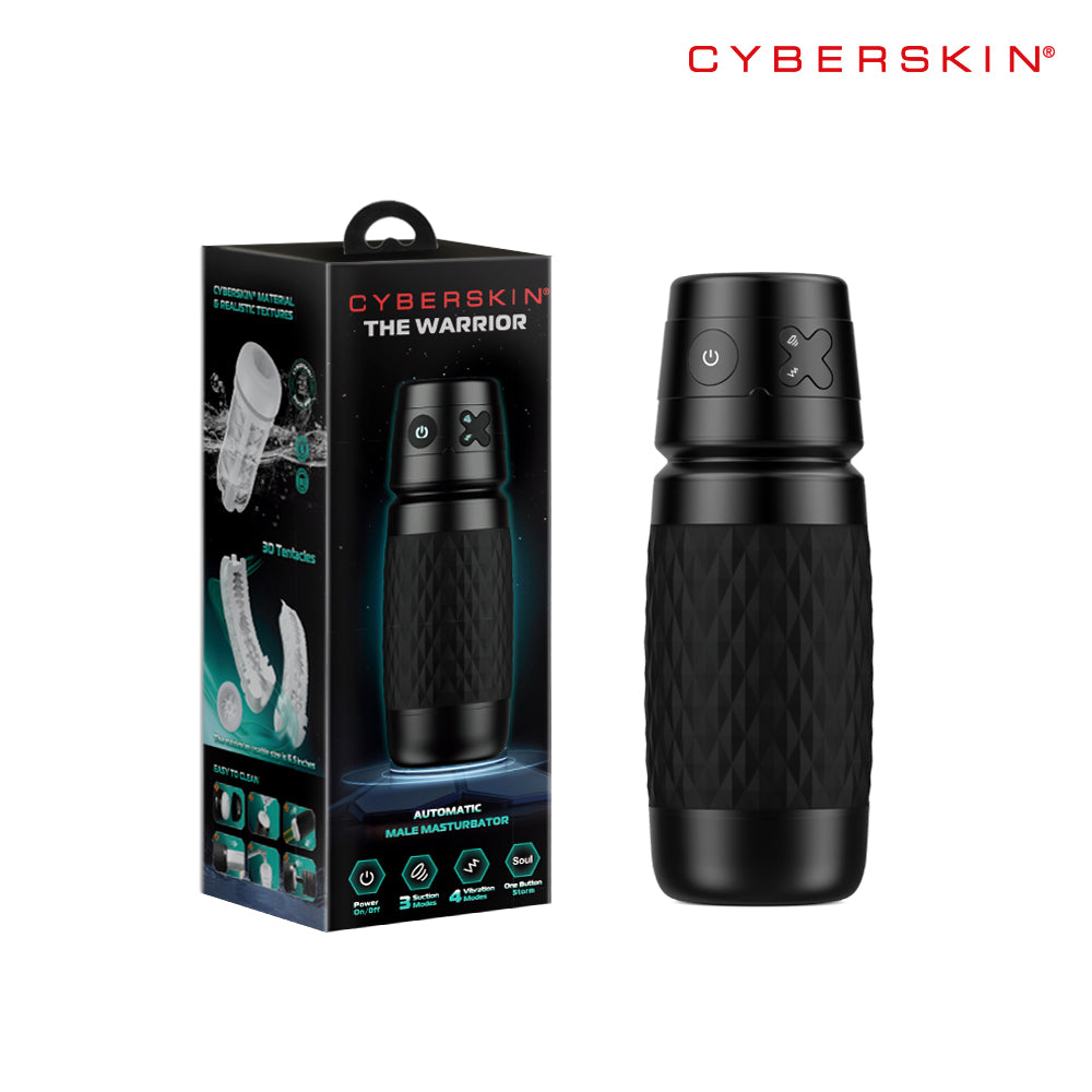 CyberSkin The Warrior - USB Rechargeable Sucking & Vibrating Auto Masturbator with customizable settings and sleek design.