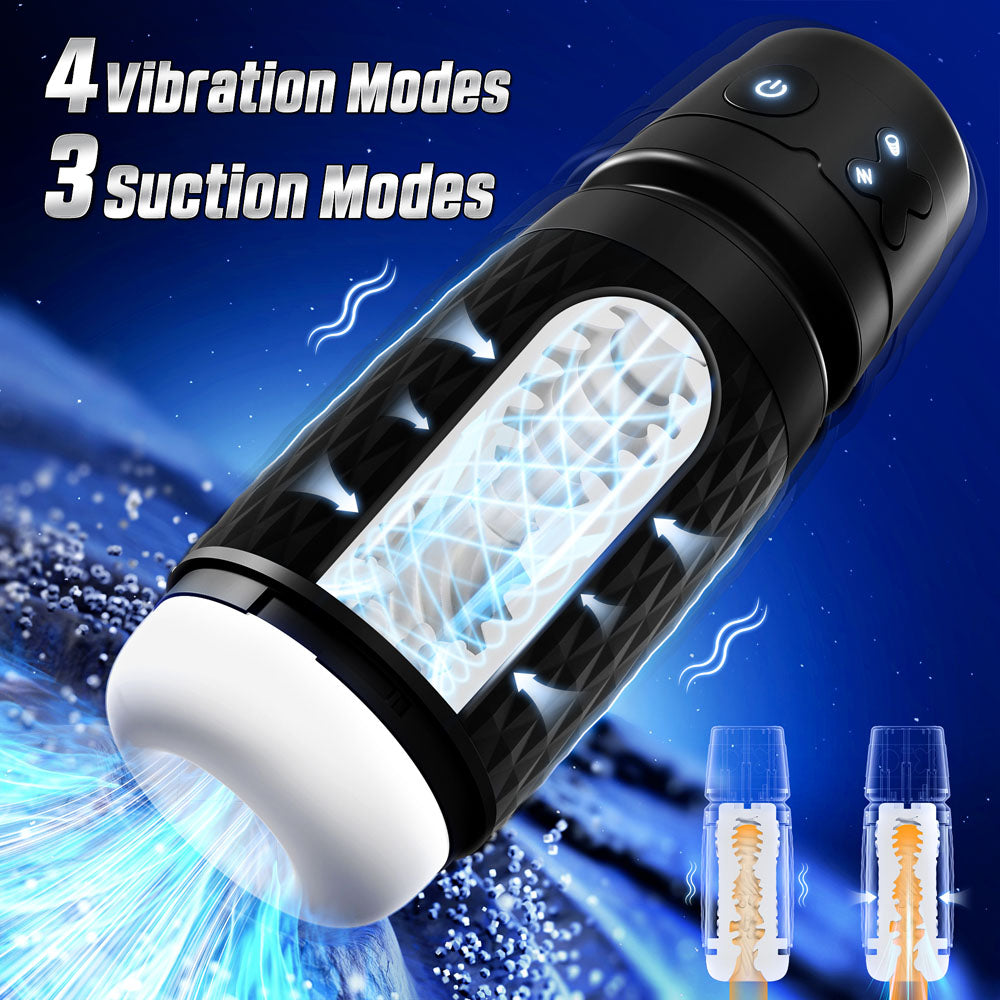 CyberSkin The Warrior - USB Rechargeable Sucking & Vibrating Auto Masturbator with 4 vibration modes and 3 suction modes.