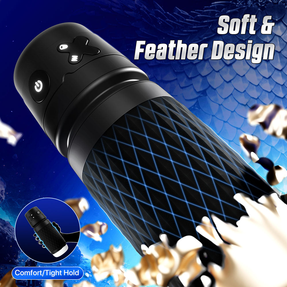 CyberSkin The Warrior - USB Rechargeable Sucking & Vibrating Auto Masturbator featured with soft and feather design.