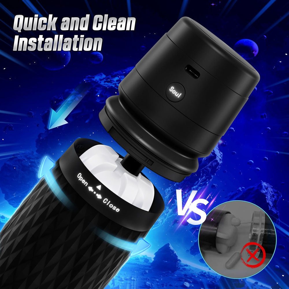 CyberSkin The Warrior - USB Rechargeable Sucking & Vibrating Auto Masturbator with quick installation feature.