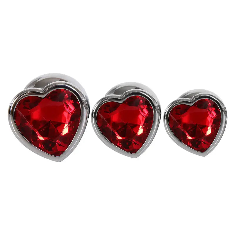 Adam & Eve Three Hearts Gem Anal Plug Set - Metallic Butt Plugs with Gem Bases - Set of 3 Sizes Adam & Eve Discreet Intimate Essentials.