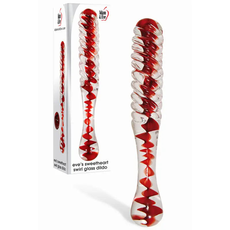 Adam & Eve Sweetheart Swirl Glass Dildo - /Red Glass 22 cm Dildo Adam & Eve Discreet Intimate Essentials.