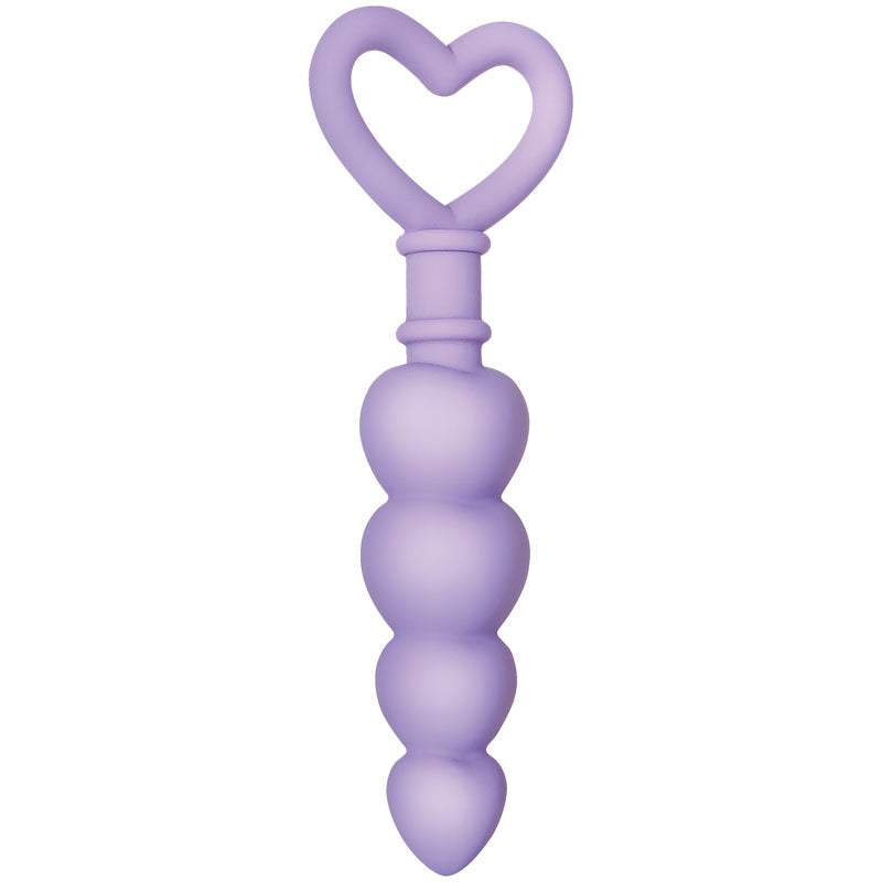 Evolved Sweet Treat -  11.5 cm Beaded Butt Plug with Handle in purple, perfect for exploring intimate essentials for her.