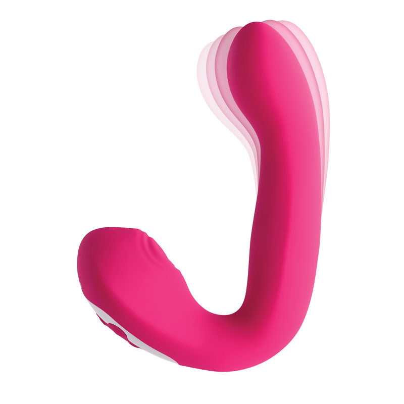 Evolved BUCK WILD -  USB Rechargeable Flicking Vibrator in vibrant pink color, showcasing its unique dual-end design.