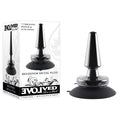 Evolved BEGINNER METAL PLUG - Black 11.2 cm USB Rechargeable Vibrating Butt Plug next to the box packaging.