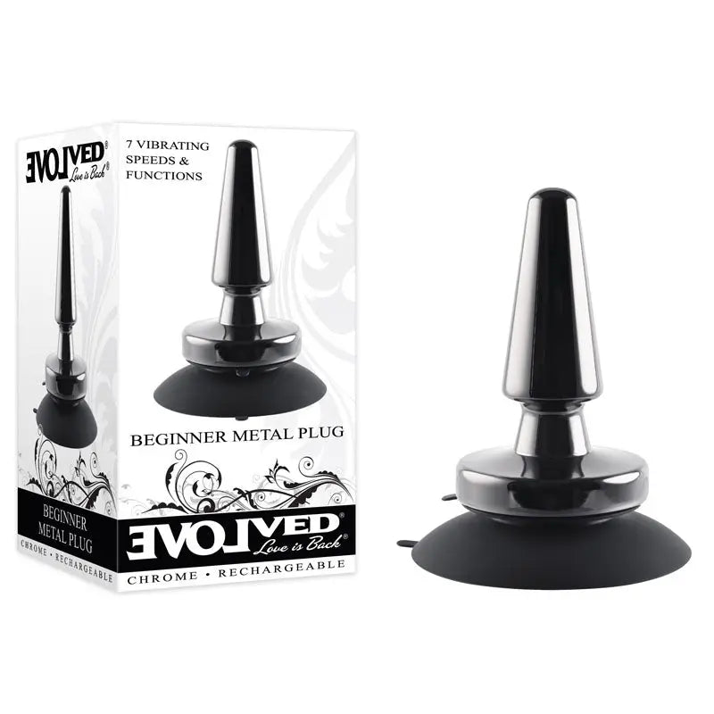 Evolved BEGINNER METAL PLUG - Black  11.2 cm USB Rechargeable Vibrating Butt Plug Evolved Discreet Intimate Essentials.