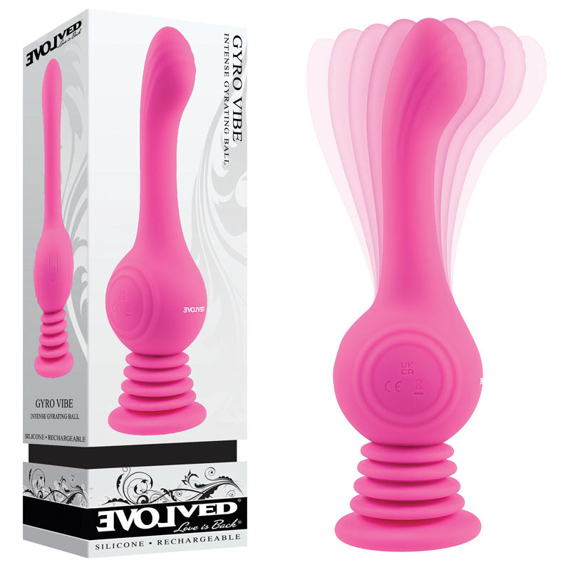Evolved GYRO VIBE - 24.8 cm USB Rechargeable Super Vibrator with textured shaft and spinning ball.