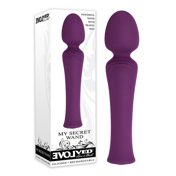 Evolved My Secret Wand - 17 cm (6.7'') USB Rechargeable Massage Wand in packaging with travel bag.