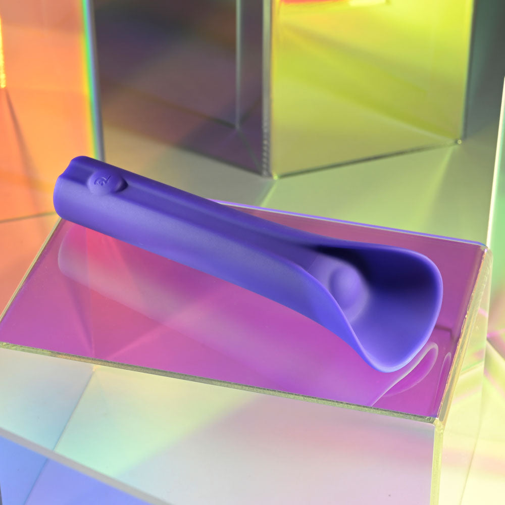 Evolved FULL COVERAGE - 11.9 cm USB Rechargeable Bullet showcased on a colorful reflective background.