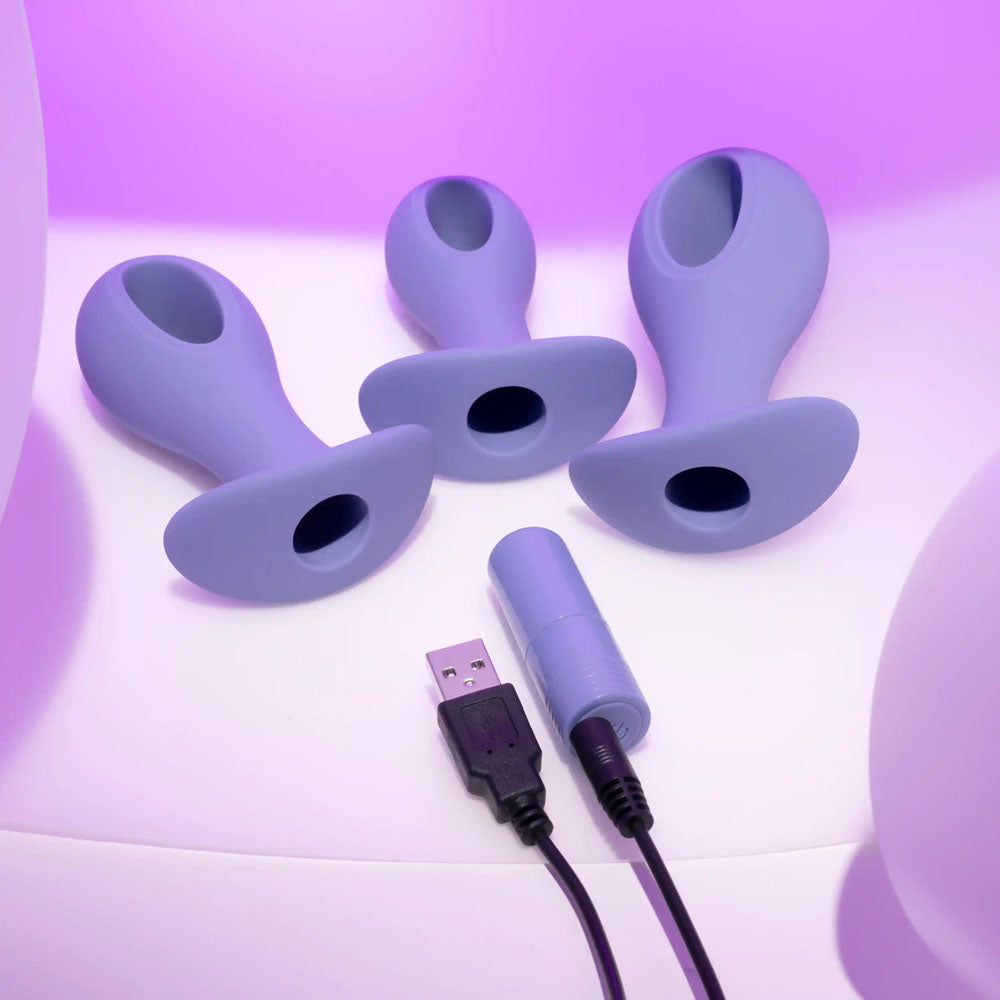 Evolved HOLE PUNCH PLUG SET -  Butt Plugs with Interchangeable Bullet - Set of 3 Sizes with USB charging cable