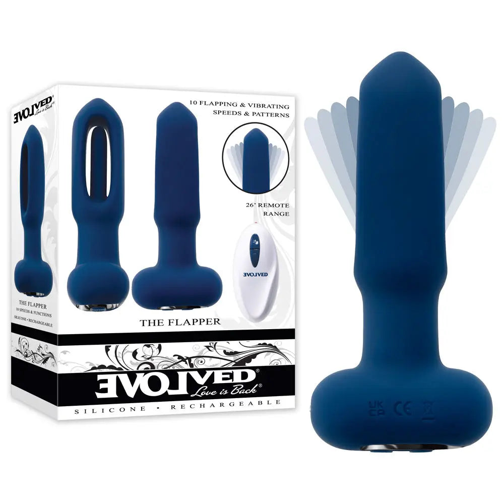 Evolved THE FLAPPER -  14 cm USB Rechargeable Vibrating and Flapping Butt Plug with Remote Evolved Discreet Intimate Essentials.