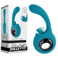Evolved HOW MANY LICKS - 17.8 cm USB Rechargeable Vibrator with Flicking Stimulator, blue silicone design with packaging.