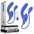 Evolved ALL IN -  USB Recahrgeable Triple Stimulating Vibrator in blue with packaging showing multiple functions.