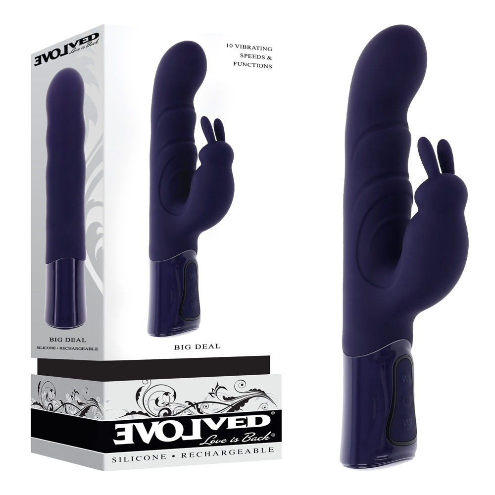 Evolved BIG DEAL - 25.7 cm USB Rechargeable Rabbit Vibrator with 10 vibrating speeds and functions.
