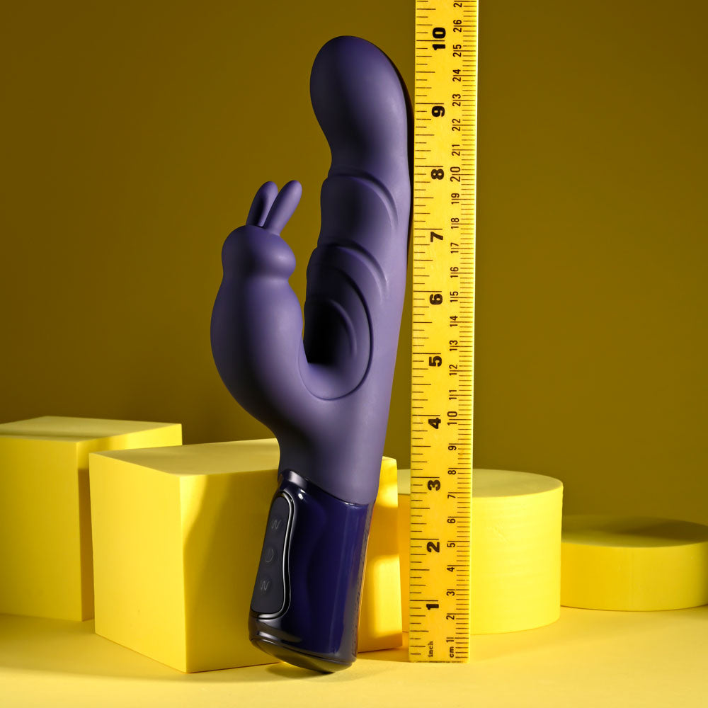 Evolved BIG DEAL - 25.7 cm USB Rechargeable Rabbit Vibrator displayed next to a ruler for size context.
