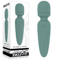 Evolved RUMBLE WAND - Olive 13.4 USB Rechargeable Mini Massage Wand with silicone cover and flexible neck.