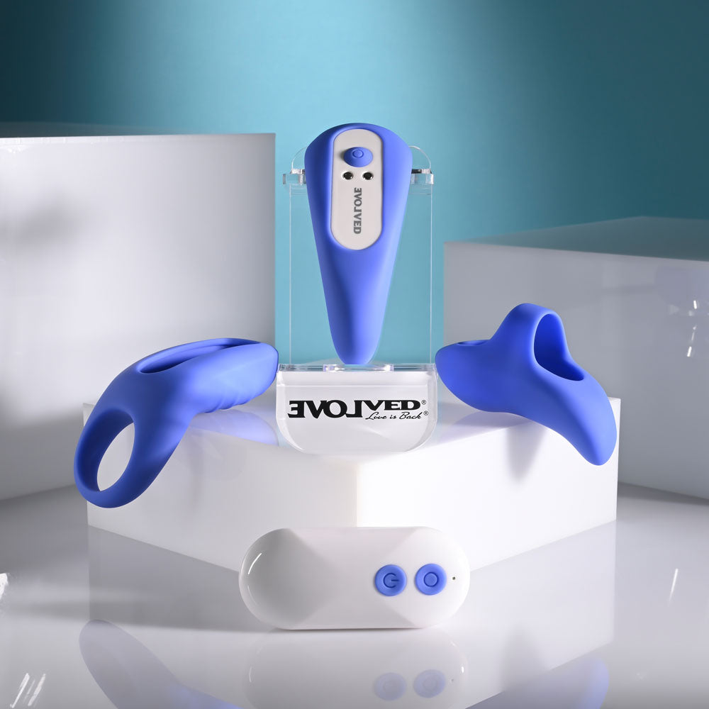 Evolved TAKE YOUR PICK - Rechargeable Bullet with 3 Interchargeable Sleeves, featuring silicone shapes and remote control.