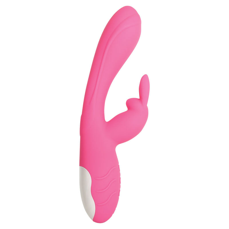 Evolved Bunny Kisses - 20 cm USB Rechargeable Rabbit Vibrator in vibrant pink, designed for intense dual pleasure.