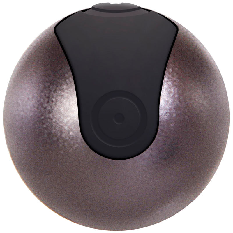 Evolved Travel-Gasm - Gray 9 cm USB Rechargeable Bullet with Travel Case top view showing sleek design and button.