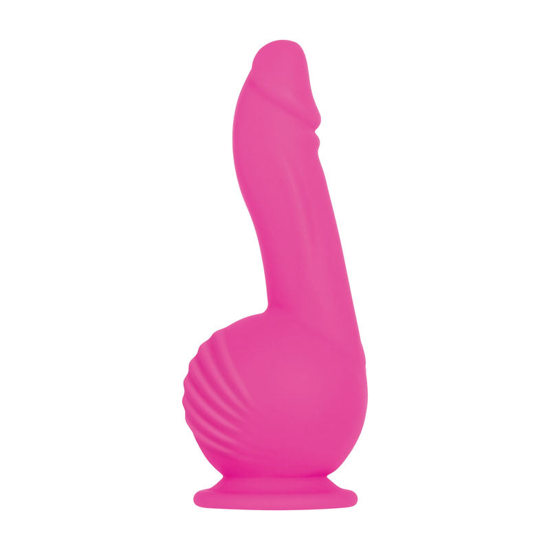 Evolved Ballistic - 19 cm USB Rechargeable Vibrating Dong with Balls Motor & Remote in vibrant pink color.