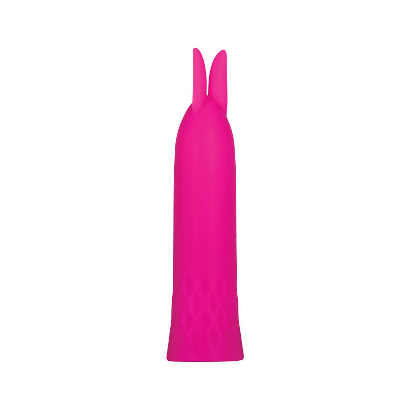 Evolved Bullet Buddy -  10.5 cm USB Rechargeable Bullet in pink silicone design with bunny ears for intimate essentials for her.
