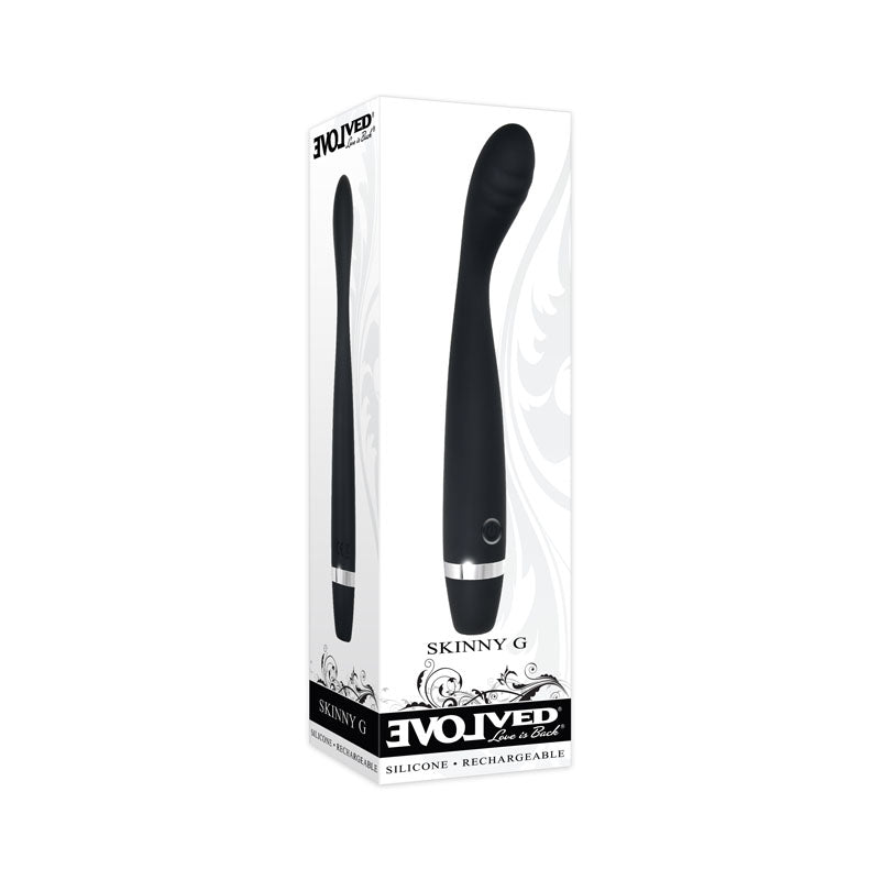 Evolved Skinny G -  17.8 cm USB Rechargeable Vibrator in sleek packaging, perfect for intimate essentials for her.