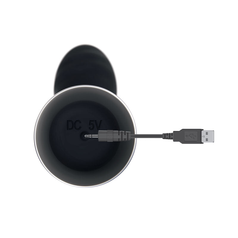 Image of the Evolved Skinny G - 17.8 cm USB Rechargeable Vibrator showing the USB charging port.