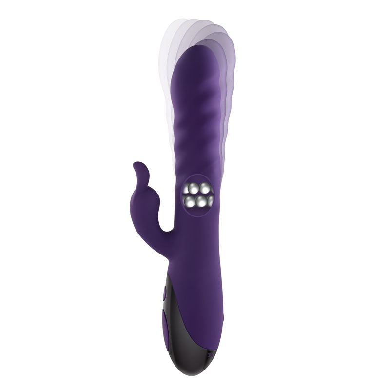 Evolved RASCALLY RABBIT - 22.9 cm USB Rechargeable Rabbit Vibrator in purple, showcasing a wiggling and thrusting design.