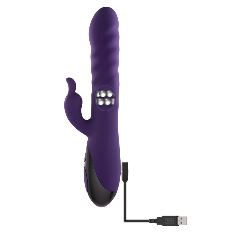 Evolved RASCALLY RABBIT - 22.9 cm USB Rechargeable Rabbit Vibrator with thrusting and rotating features