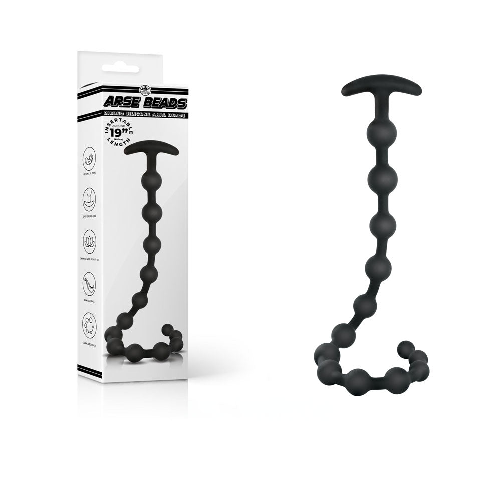 Arse Beads - 48 cm Silicone Anal Beads with hygienic silicone and Ez grip handle for intimate essentials for her.