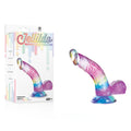 Jellido 14cm Curved Dildo - Clear 14 cm Dildo next to packaging on a white background.