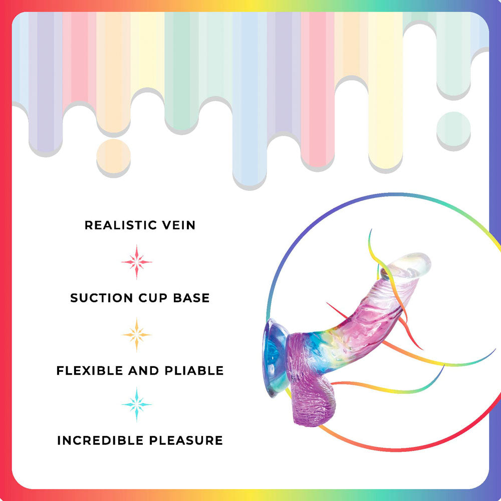 Jellido 14cm Curved Dildo - Clear 14 cm Dildo featuring realistic veins, suction cup base, flexible and pliable design.
