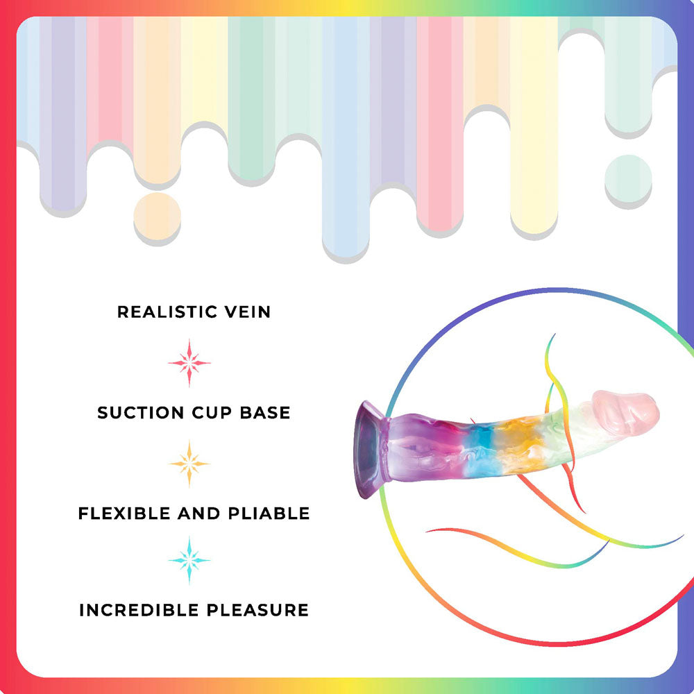 Jellido 16.5cm Dildo - Clear 16.5 cm Dildo with realistic veins, suction cup base for hands-free pleasure.