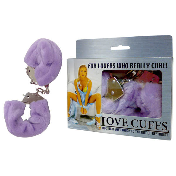 Love Cuffs -  Fluffy Skin Hand Cuffs, soft purple restraints for adult fun, perfect intimate essentials for her.