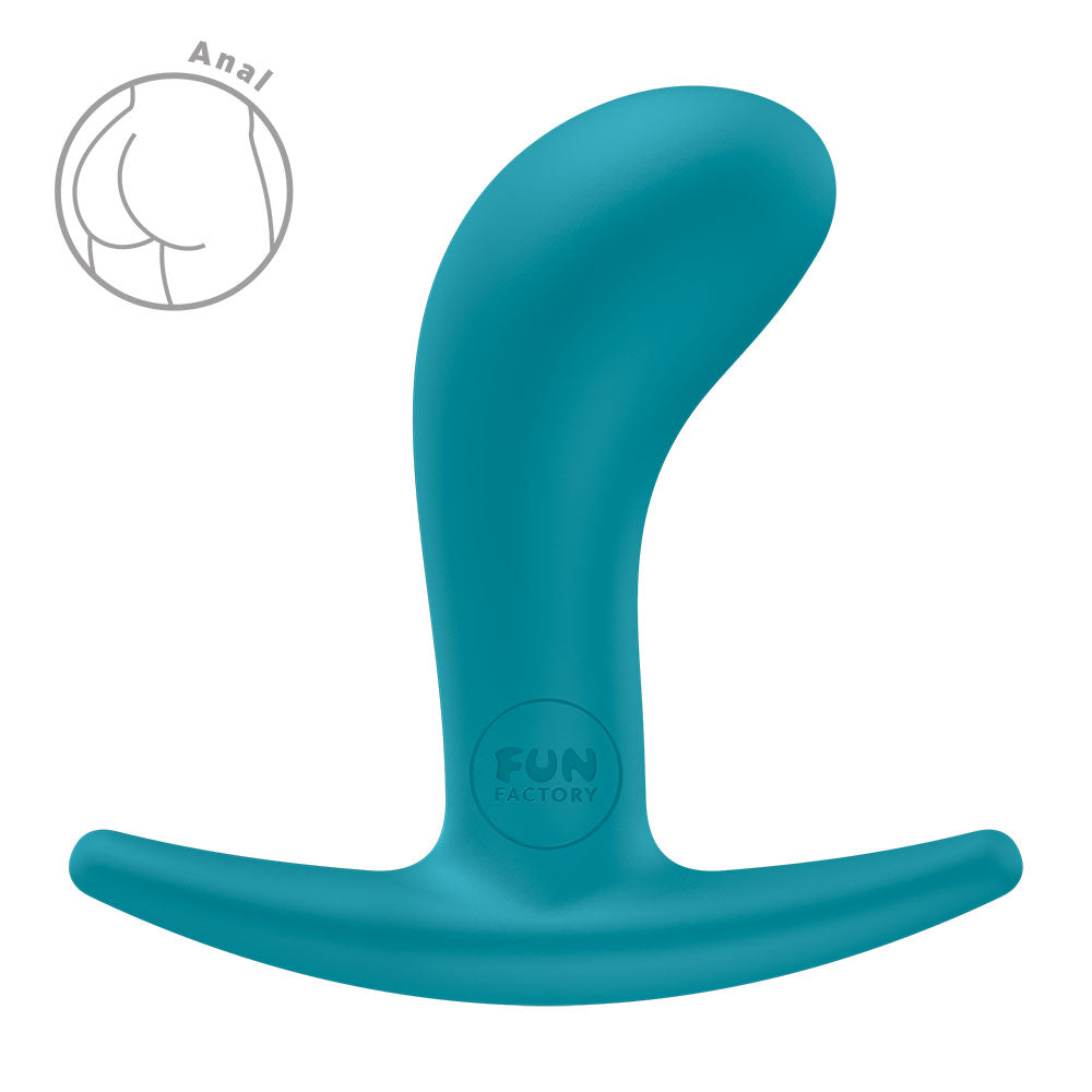 Fun Factory BOOTIE S Aquamarine - Aquamarine 7.9 cm Small Butt Plug in teal color for comfortable anal pleasure.