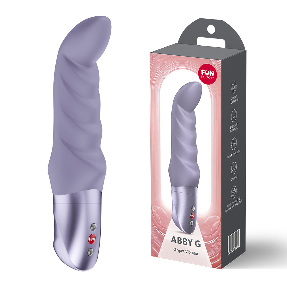 Fun Factory ABBY G Light Violet - Light Violet 18.8 cm Vibrator in packaging, showcasing its sensual ribbed design.