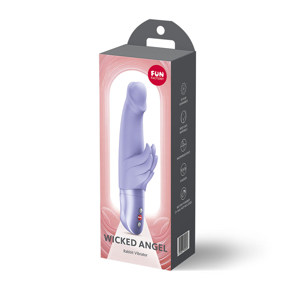 Fun Factory WICKED ANGEL - Angel Vibrator in stylish packaging for intimate essentials and pleasure.