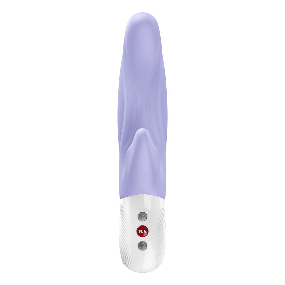 Fun Factory LADY BI - 21.8 cm USB-C Rechargeable Vibrator in purple with ergonomic design for dual stimulation.
