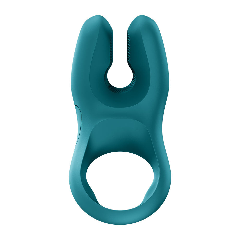 Fun Factory NOS PRO Bottle  - Bottle  USB-C Rechargeable Vibrating Cock Ring in teal color, designed for enhanced pleasure.