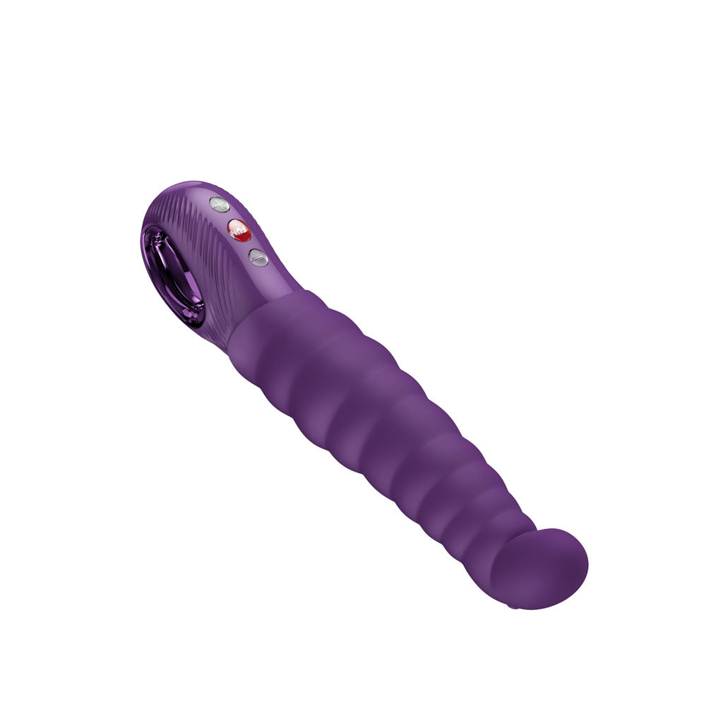 Fun Factory PATCHY PAUL Dark Violet - Dark Violet 23 cm USB-C Rechargeable Vibrator on a white background.