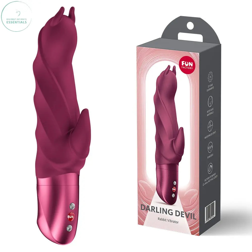 Fun Factory DARLING DEVIL Wine - Wine 20 cm Vibrator, a rabbit vibrator for dual G-spot and clitoral stimulation.