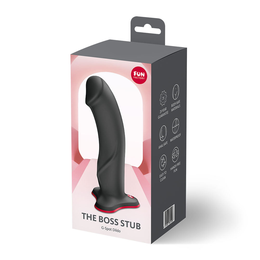 Fun Factory THE BOSS STUB - 17.8 cm Dildo in packaging highlighting G-spot stimulation.