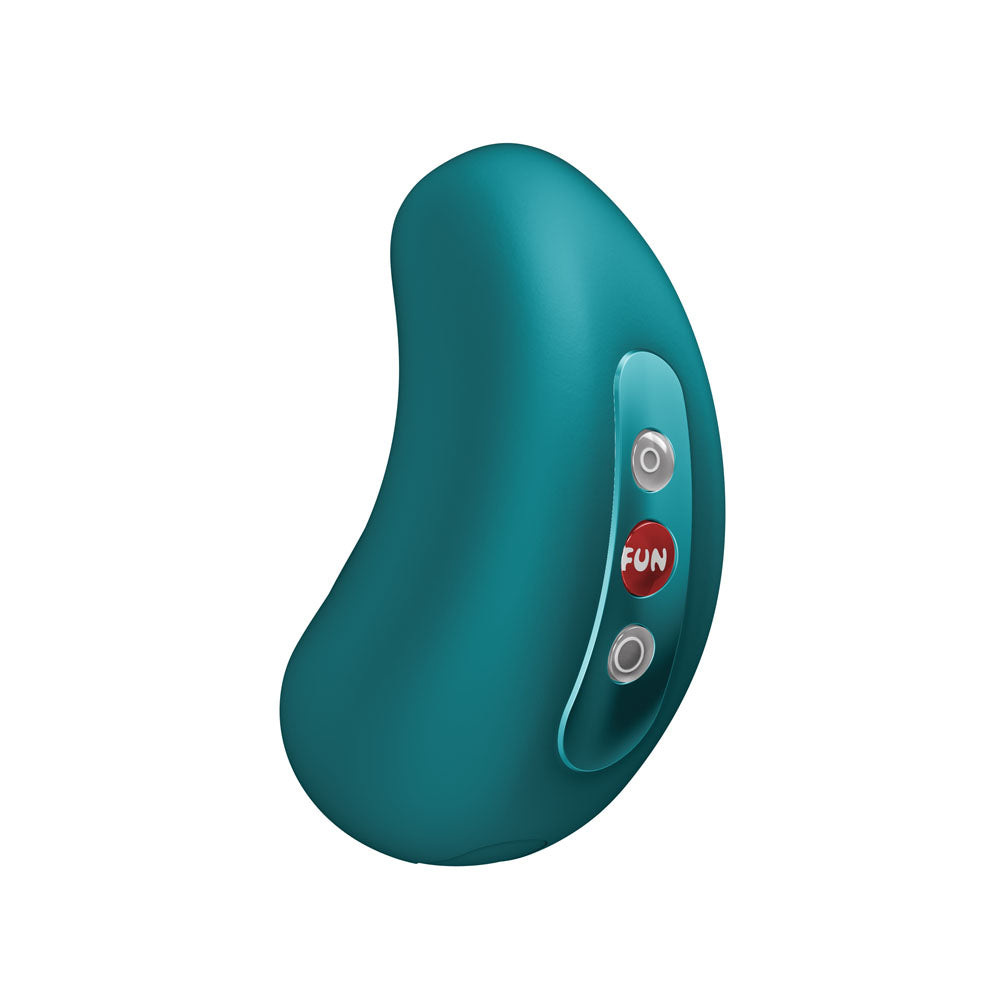 Fun Factory CHERIE Bottle  - Bottle  USB Rechargeable Air Pulse Stimulator in teal color with buttons for easy control.