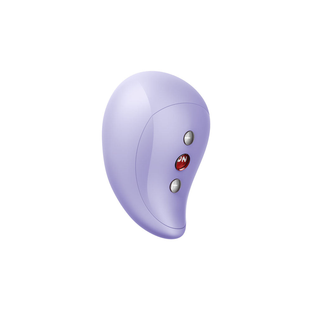 Fun Factory ESSENCE - USB Rechargeable Air Pulse Stimulator in a sleek purple design with control buttons.